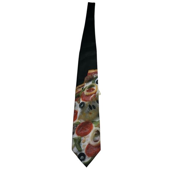 Vintage 1998 Ralph Marlin Pizza Novelty Neck Tie Unique Rare Hard to Find New - Picture 1 of 3
